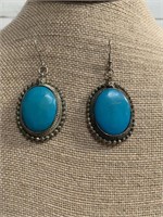 Turquoise Earrings Set in Silver