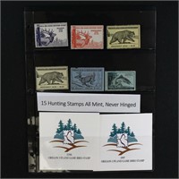 US Stamps Hunting Stamps 15 Different