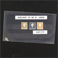 Iceland Stamps #87, 88, 91 Used CV $77