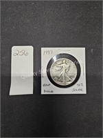 1943 walking liberty half dollar (display area)