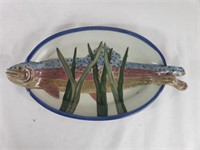 Hand made ceramic platter - trout with human feet