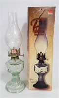 Vintage Green Glass 13" Tall Paloma Oil Lamp