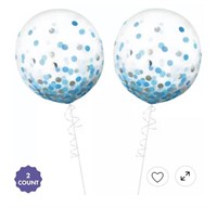 Amscan 24" Round Blue and Silver Confetti Balloons