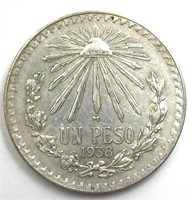 1938 Peso Brilliant UNC Mexico