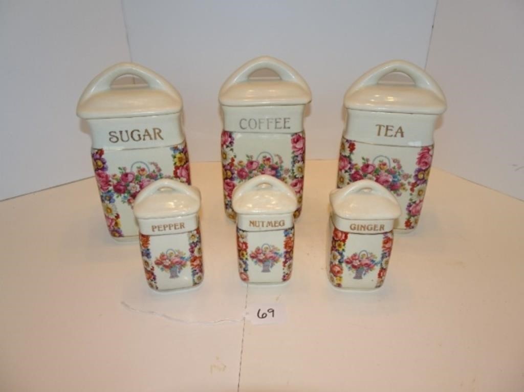 Antique Czech Porcelain Canister Set Of 6