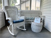 Mid Century White Wicker Porch Set