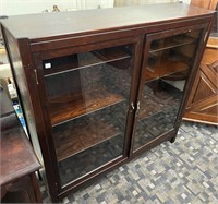 Antique Mahogany Mission Style Two Door Bookcase