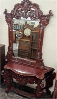 Reproduction Carved Mahogany Console Table (W/
