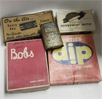 Vtg Boxes w/ Bob's Spirals, Curtiss Dip, Charcoal