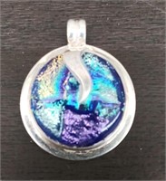 .925 Sterling Silver Dichroic Glass Pendant