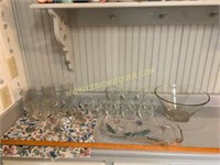 Clear Glass Punch Bowl Set and Other Glasses