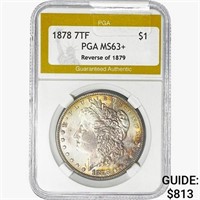 1878 7TF Morgan Silver Dollar PGA MS63+ REV 79