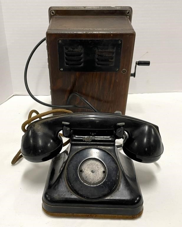 Antique Phone & Oak Ringer Box