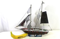Vtg. Colored Metal & Glass Sailboat Lamp