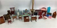 Miniature wood and plastic dollhouse furniture: