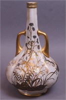 A Royal Worcester gourd vase with dark green