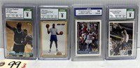 4pcs Graded Shaquille O'Neal Basketball Cards