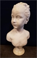12" Italian Marble Statue Bust Of A Young Girl
