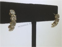 10 k gold earrings w/ clear gemstones