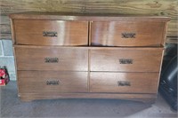 Vtg Wooden 6 Drawer Dresser
