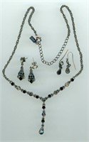 Vintage Necklace + Earrings 18”