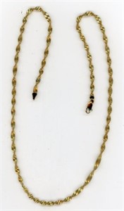 Twisted Chain Necklace Gold Tone 24”