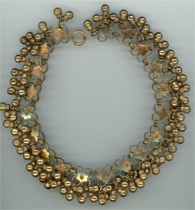 Mid Century Brass Bead Necklace 14”