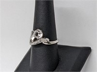 .925 Sterling Silver Clear Stone Ring