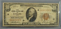 1929 $10 National Currency Note Cleveland Ohio