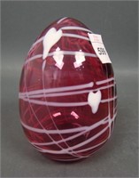 Fenton Cranberry Opal Iridised Hanging Hearts Egg