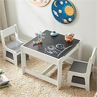 Kids Table And Chair Set, 3 In 1 Wooden Activity