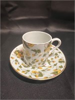 Vintage Yellow Floral Teacup and Saucer Set