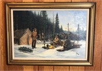 Bob Day Hunting Camp Scene Oil Painting, 1970,