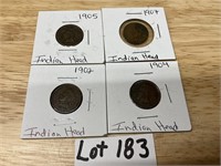 4-Indian Head Pennies