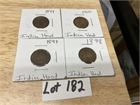 4- Indian Head Pennies, 1897-1900