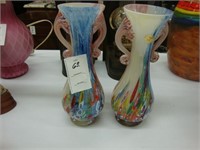 Pair of millefiori artglass vases.