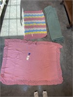 2 Crocheted Afghans & Blanket
