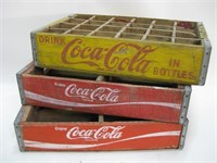 Three Vintage Wood Coca Cola Crates 18.5"x 12"x 4"