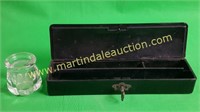 Vintage Pencil Lock Box w/ Key & Inkwell