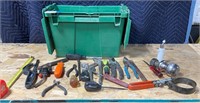 Tote(15”x 10 3/4”x 9 3/4”), Cutters, Screwdrivers,