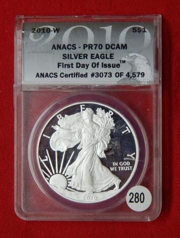 2010 W American Eagle ANACS PR70DCAM 1 Oz Silver