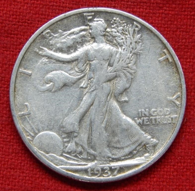 1937 S Walking Liberty Silver Half Dollar