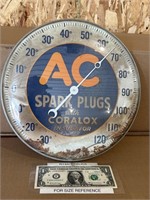 Vintage AC spark plugs advertising thermometer