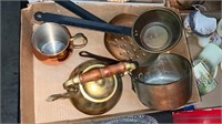 Brass tea pot and lot of copper