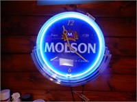 Molson Electric CLock with Neon Light