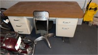 MId Century Metal Desk and  Mid Century Chair