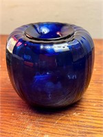 Hand blown Glass Apple Cobalt Blue