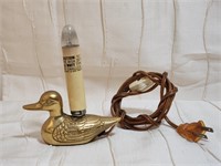 SMALL BRASS DUCK ELECTRIC CANDLESTICK LAMP