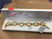 Italian 18k Gold Over Bronze Rolo Link Bracelet