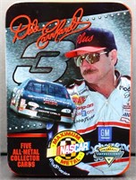 5 Dale Earnhardt collector cards in tin